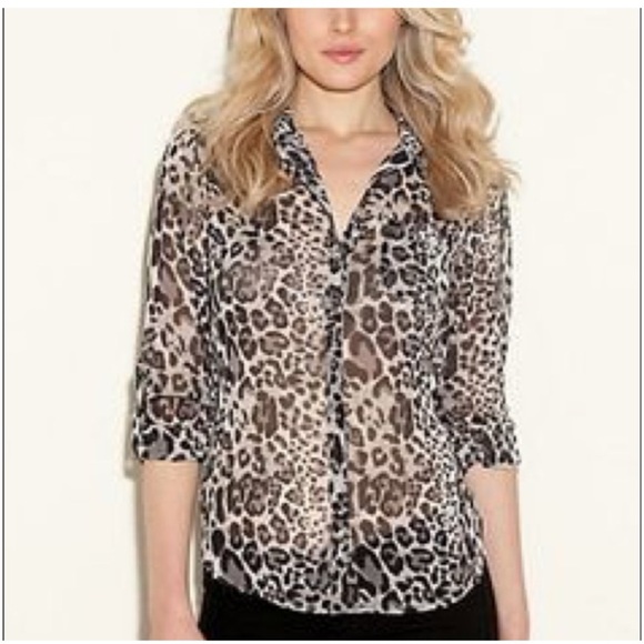 Guess Tops - GUESS- Animal print button down shirt size XS